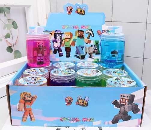 3" Crystal Mud Slime Jar with Novelty Figurines 12 pcs per display box .87 each