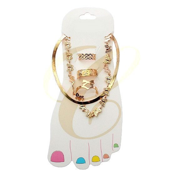 Butterfly Chain Anklet & Toe Ring Set .68 each set