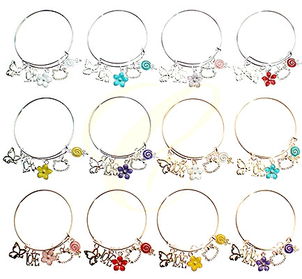 Kids Butterfly, Love, Flower & Candy Charms Bangle Bracelet .68 each