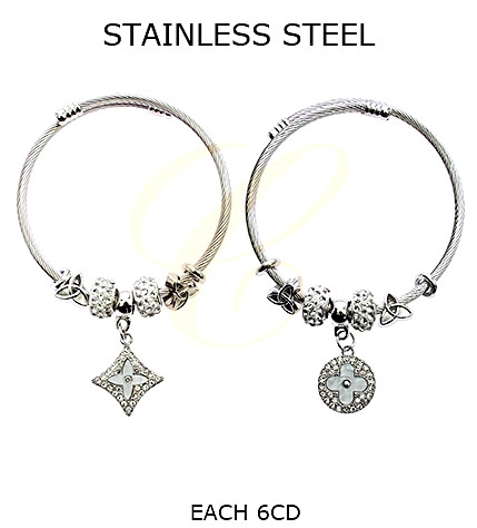 Hi Fashion Charm Stainless Steel Wire Bracelet .68 each