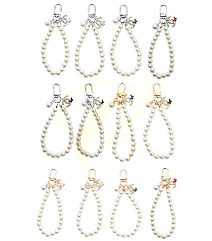 Pearl Wristlet Keychain with Charm .68 each