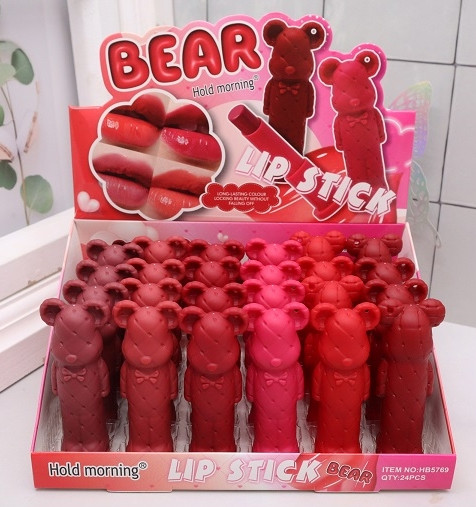 Cute Bear Shape Lipstick 24 PCS Display Box .75 each