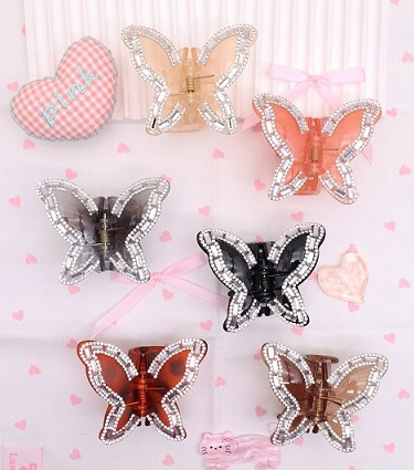 2.5" Butterfly Hair Claw Clips w/ Stones .68 each
