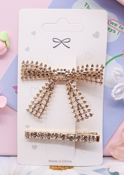 2 Pc Set Rhinestone Bow Hair Clip .68 each set