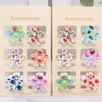 6 Pc Set Colorful Flower Mini Hair Clips .68 each set