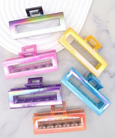 4" Rectangle Gradient Large Hair Claw Clips .68 each