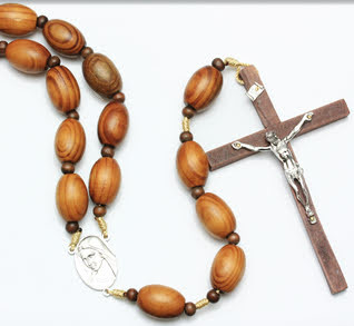 53" Long Large Wood Rosary Hanger w/ Virgin Mary Dark Brown Color $7.50 Per Piece