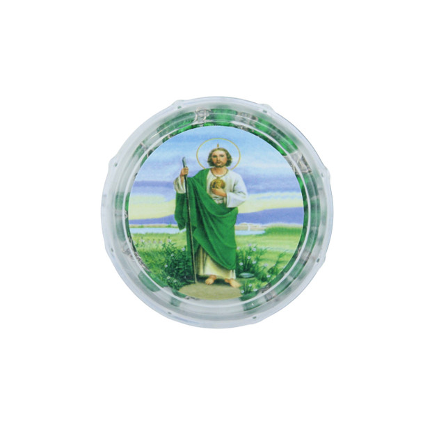 36" Saint Jude Green Bead Gold & Silver Chain Rosary In Keepsake Box .68 each