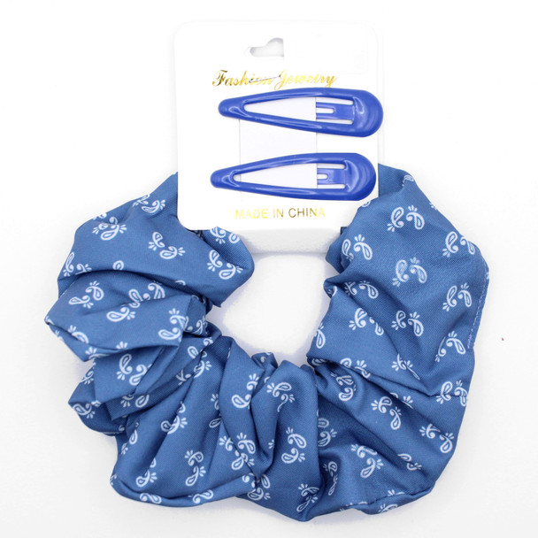 Paisley Scrunchie & Snap Hair Clip Set .68 each set
