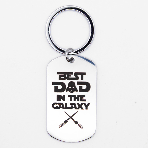 2" Stainless Steel BEST DAD IN THE GALAXY Keychain .75 each