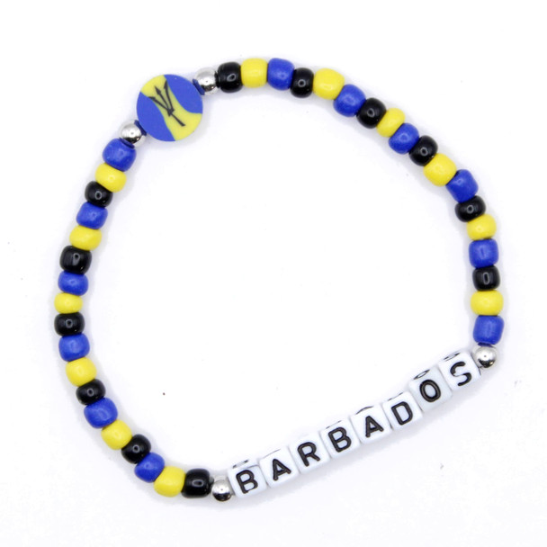 Barbados Flag Stretch Letter Bead Bracelet .68 each