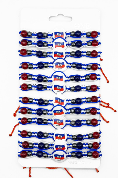 Haiti Flag Adjustable Cord Bracelet .68 each