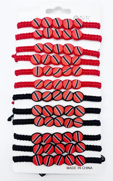 Trinidad & Tobago Fimo Flag Braided Bracelet .68 each