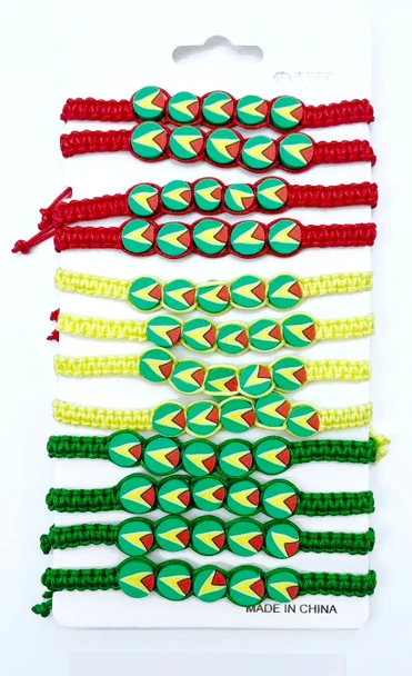 Guyana Fimo Flag Braided Bracelet .68 each