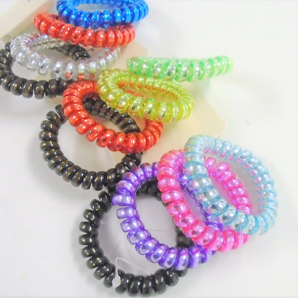 Popular 4 Pack Mixed Color Phone Cord Look Ponytailer/Bracelet .68 each set 