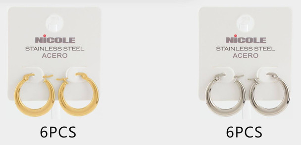 0.8" Stainless Steel Classic Hoop Earrings .68 each pair