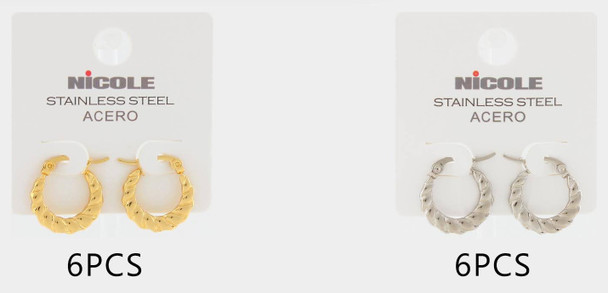 0.7" Stainless Steel Twisted Hoop Earrings .68 each pair
