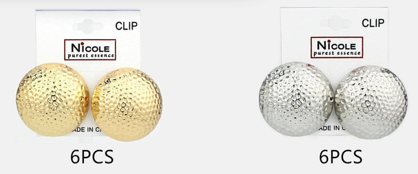 1.2" Hammered Dome Clip On Earrings .68 each pair