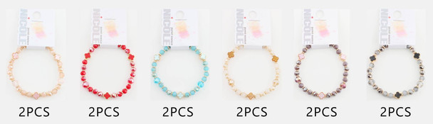 Quatrefoil Beaded Stretch Bracelet with Faceted Glass Beads .68 each