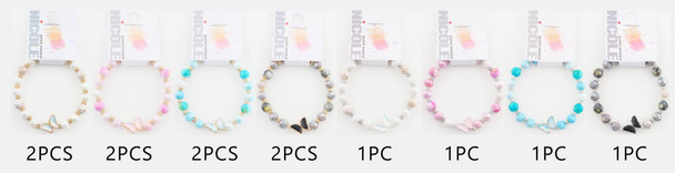 Marble Beaded Stretch Bracelet with Butterfly Charm .68 each