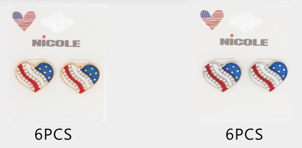 0.8" Patriotic Heart Stud Earrings .68 each pair
