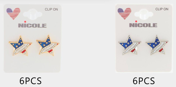 0.8" Patriotic Star Stud Earrings .68 each pair