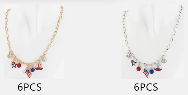 Patriotic Charm Link Necklace .68 each