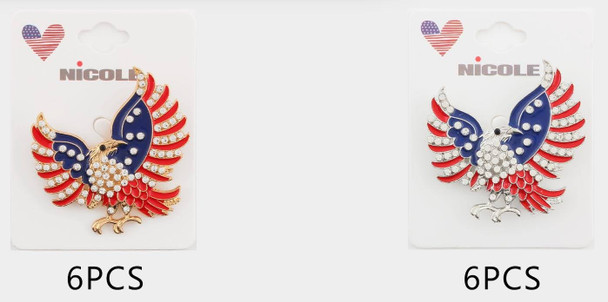 2" Patriotic Eagle Rhinestone Brooch .68 each