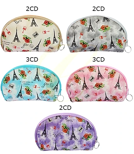 8.3" X 5.5" Paris Print Zipper All Purpose Bag Asst Color .68 each