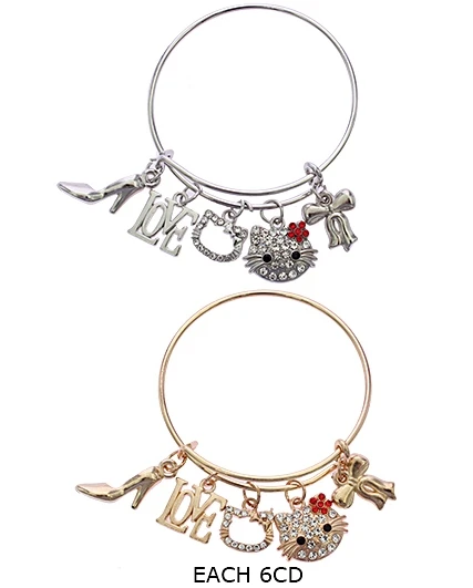 Kids Novelty Charm Bangle Bracelet with Dangling Charms .68 each