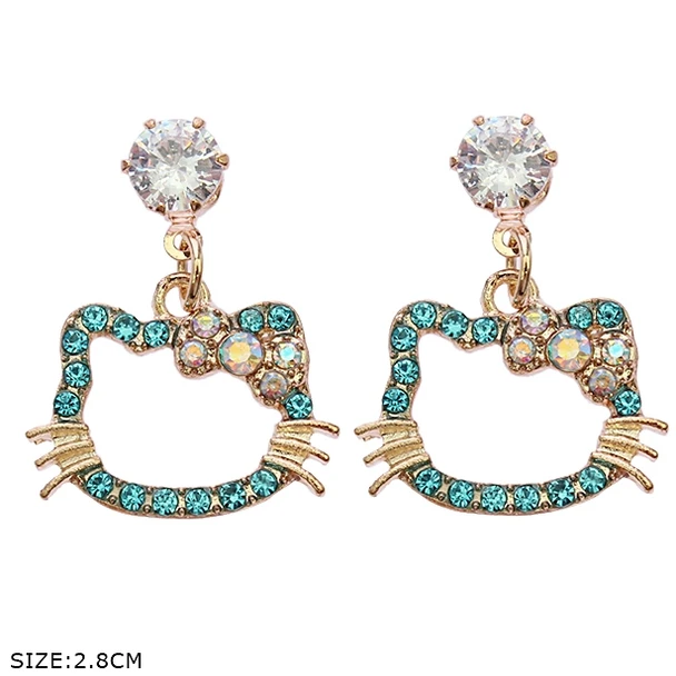1.1" Sparkling Cat Rhinestone Earrings .68 each pair