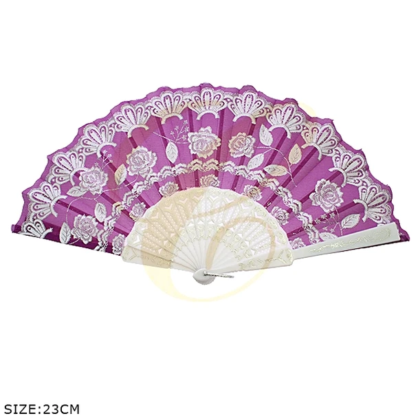 9" Flower Lace Folding Hand Fan Asst Colors .68 each