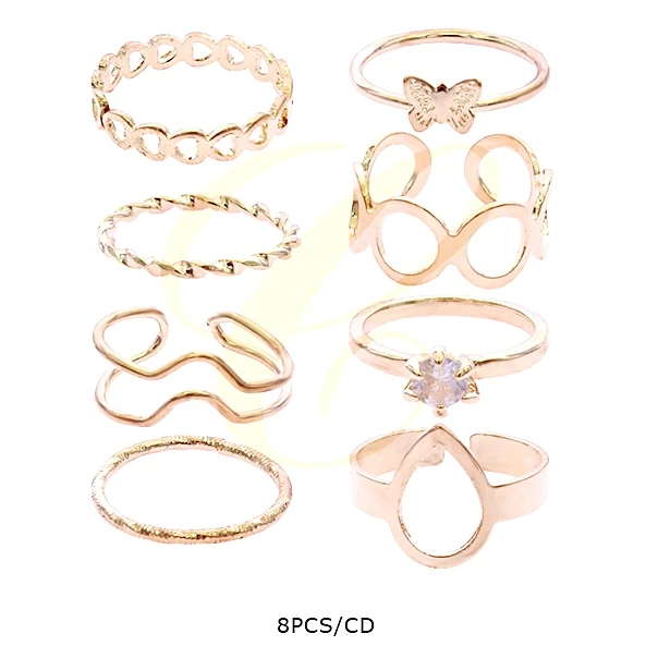 8 Piece Gold & Silver Midi Ring Set (0572) .68 each set