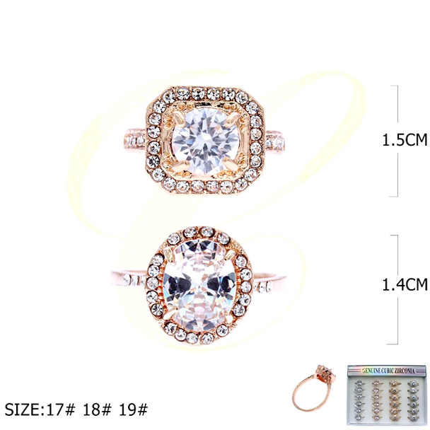 Oval & Square Cut CZ Statement Rings 24 pcs per box .36 each