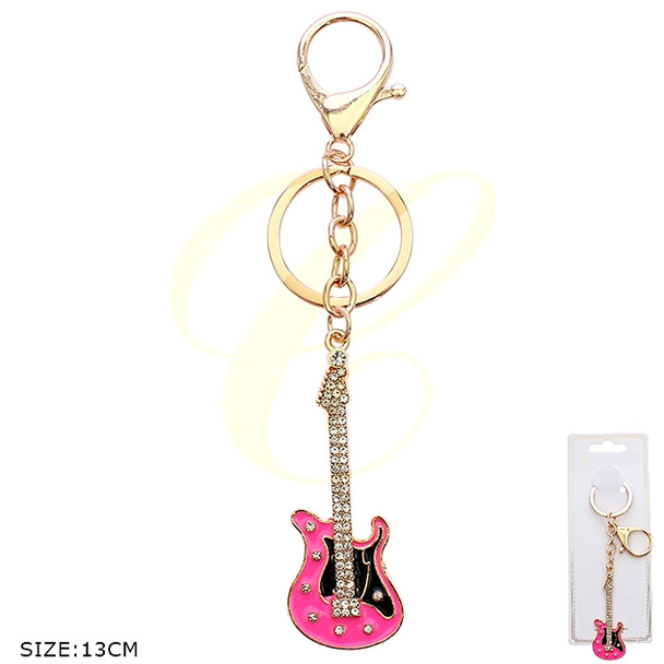 5.1" Rhinestone Guitar Keychains 12 per pk .68 each