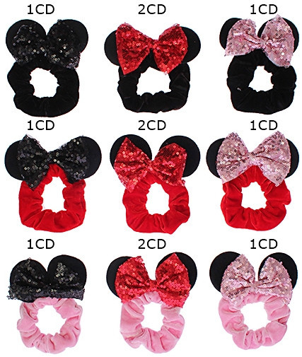 Hair Scrunchie with Mouse Ears & Sequin Bow .68 each