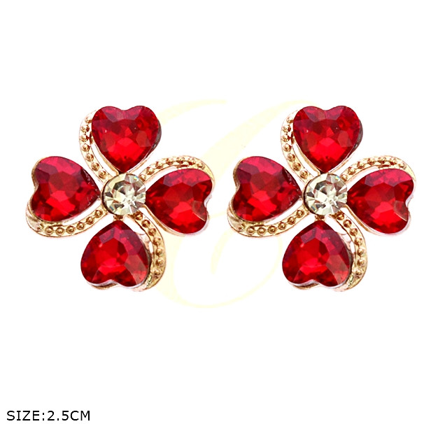 1" Crystal Four-Leaf Clover Earrings .68 each pair