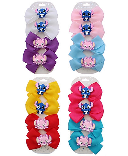 3.5" 4 Pc Set Novelty Gator Clip Hair Bow .68 each set