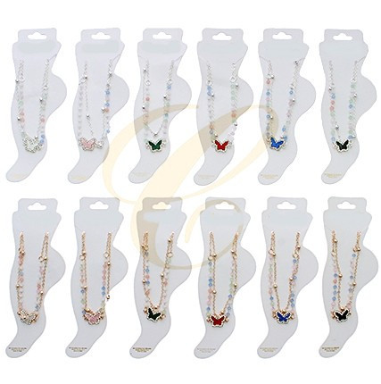 Layered Chain Anklet w/ Beads & Butterfly Charm .68 each