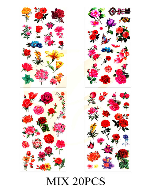 Floral Temporary Tattoo 20 sets per pk .45 each set