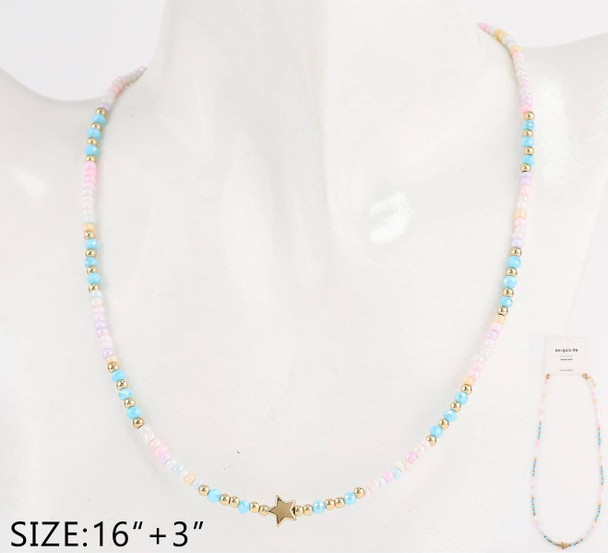Delicate Trendy Layering Pastel Star Beaded Necklace .68 each