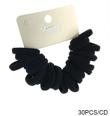 30 Pc Set All Black Soft & Stretchy Ponytails .68 each set