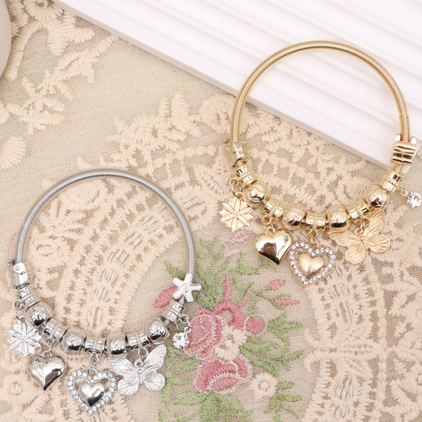 Spring Style Gold & Silver Butterfly Charm Bracelet .70 each