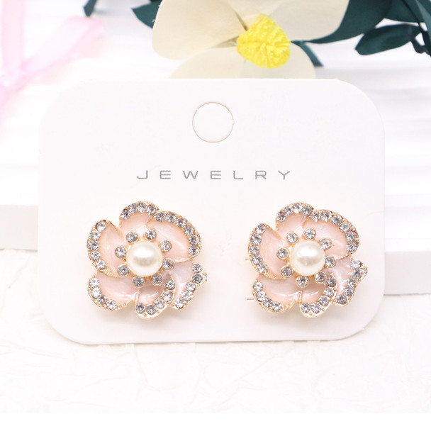 0.75" Pearl & Crystal Floral Stud Earrings .70 each pair