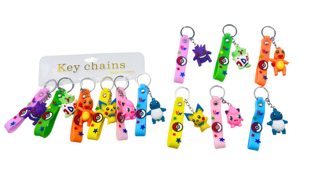 Novelty 3 in 1 Strap Keychain Asst Colors (10361) .68 each