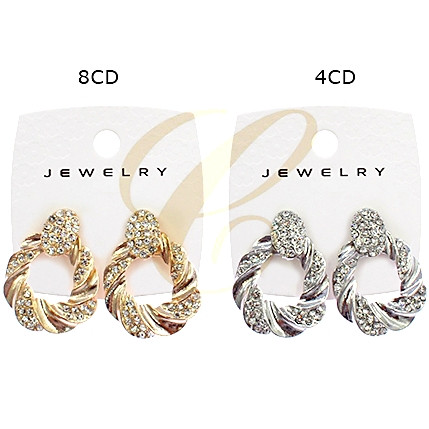 1.5" Twisted Knot Rhinestone Earrings .68 each pair