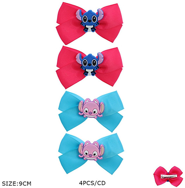 3.5" 4 Pc Set Novelty Gator Clip Hair Bow (0642) .68 each set
