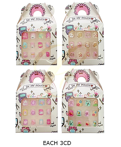 Kids Mixed Design 12 Pack Pre Glued Nails (0288) .68 each set