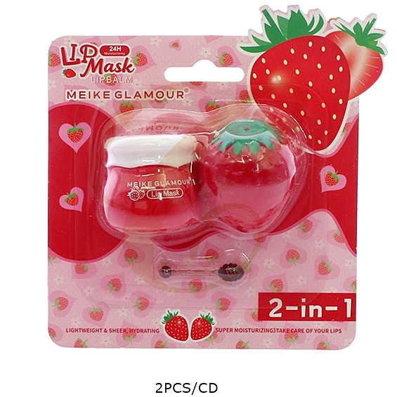 2-in-1 Strawberry Lip Mask + Lip Balm Set 12 sets per display box $1.50 each set