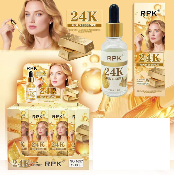 24K Gold Essence Serum 30ml Hyaluronic Acid Firming & Elasticity Primer $1.00 each